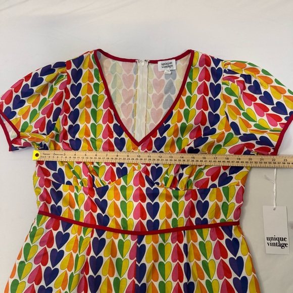 NWT Unique Vintage Rainbow Hearts Romper, Women's size 1X (16) - Picture 5 of 12